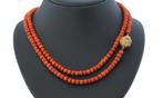 Bloedkoraal fraaie vintage ketting 14k gouden slot antiek, Verzenden, Goud, Ketting, Met edelsteen