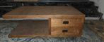 Teak Salontafel met 2 Lades - 70x124,5 cm, Ophalen, Gebruikt, 100 tot 150 cm, Teakhout