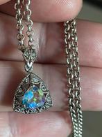Zilveren vintageketting met een mystic topaas hanger, Ophalen of Verzenden, Zo goed als nieuw, Zilver