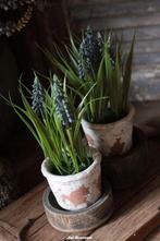 Stenen potje met blauwe druifjes, Www.jufbrocante.nl, Www.jufbrocante.nl, Nieuw, Ophalen of Verzenden