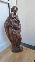 Antieke houten grote beeld Maria met kindje Jesus, Ophalen of Verzenden
