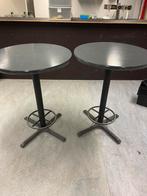 2 sta tafels met metalen frame en houten blad, Ophalen, Gebruikt
