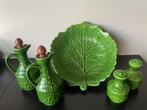 VTG Groen Cabbage Servies 5-delig Koolbladservies, Italy 70s, Gebruikt, Keramiek, Ophalen of Verzenden, Overige stijlen