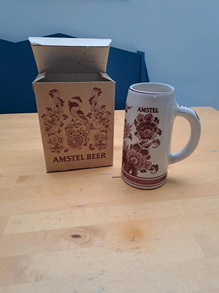 Amstel bierpul met doos, Verzamelen, Biermerken, Zo goed als nieuw, Pul(len), Amstel, Ophalen of Verzenden