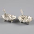 Zilver 4-delige set zoutkelders & zoutlepels zilver 950, Ophalen of Verzenden, Zilver