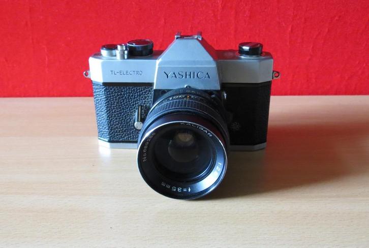 YASHICA  TL-ELECTRO  + LENS KALIGAR 35mm 1:2,8  m42 draad, Audio, Tv en Foto, Fotocamera's Analoog, Gebruikt, Spiegelreflex, Overige Merken