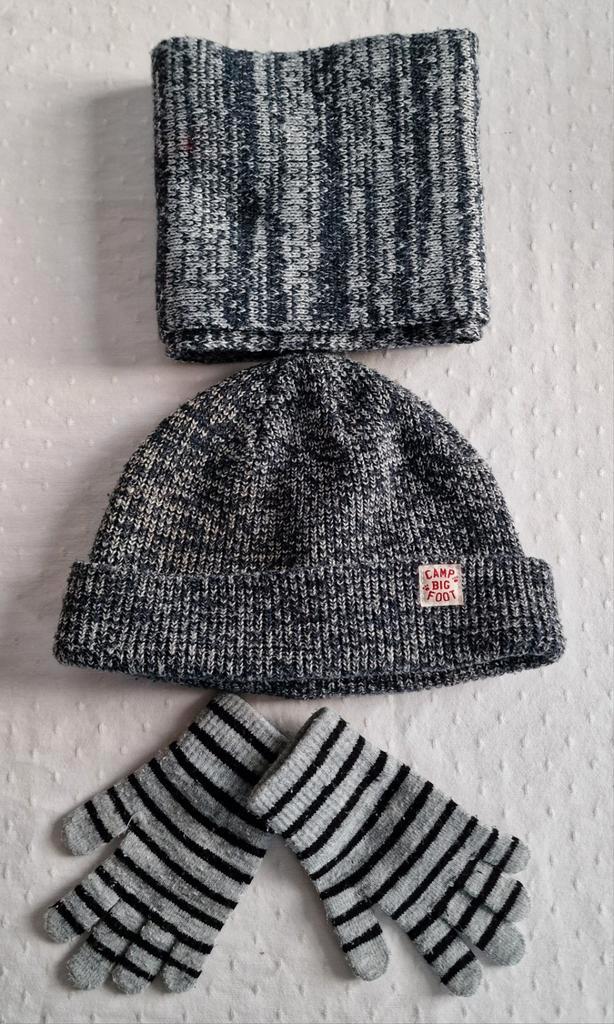 Winterset muts, sjaal en handschoenen 128–152, Kinderen en Baby's, Babykleding | Mutsen, Sjaals en Wanten, Zo goed als nieuw, Jongetje of Meisje
