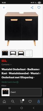 Zwarte Wastafelonderkast - Cortonic, Huis en Inrichting, Zo goed als nieuw, Minder dan 100 cm, Wastafelkast, 25 tot 50 cm