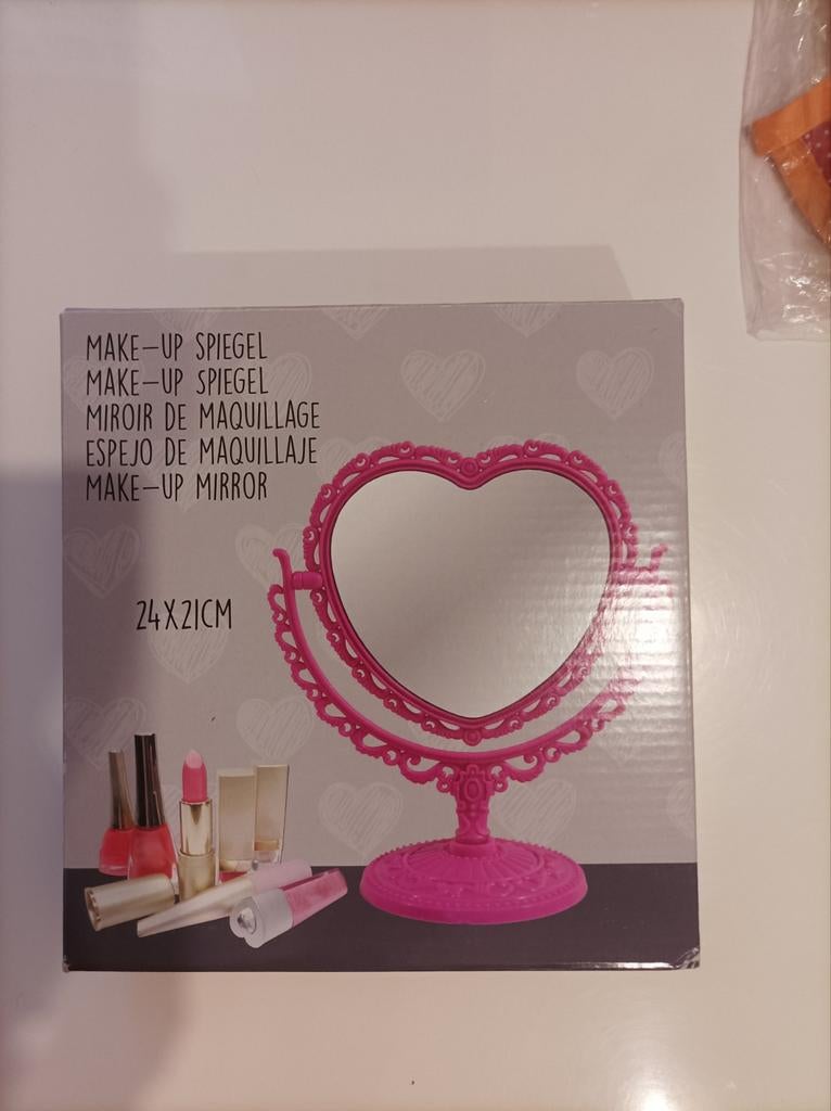 Nieuw spiegel hartvorm roze meisjes spiegel make up spiegel, Ophalen, Nieuw