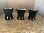 Drie zwarte glazen vaasjes van PTMD Collection, Huis en Inrichting, Woonaccessoires | Vazen, Zwart, Ophalen of Verzenden, Minder dan 50 cm