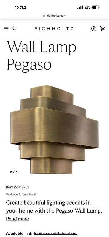 ZGAN Eichholtz Pegaso wandlamp brass finish beschikbaar voor biedingen
