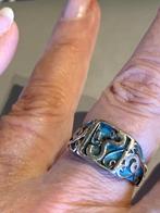 Zilveren ring, blauw emaille, Arabische schrift, Oriëntaals, 18 tot 19, Zo goed als nieuw, Dame of Heer, Zilver