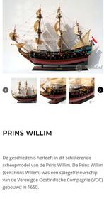 Houten tall ship Prins Willim inclusief houten vitrine., Ophalen, Zo goed als nieuw