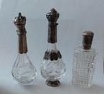 3 parfum flesjes met zilveren hals en dop 55 euro samen., Antiek en Kunst, Antiek | Goud en Zilver, Ophalen of Verzenden