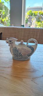 Vintage retro Chinees porselein theepotje kip haan blauw, Ophalen of Verzenden