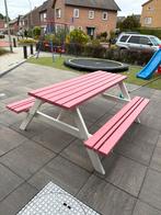 Te koop: Picknicktafel voor 6 personen – Showmodel roze/wit, Ophalen of Verzenden, Nieuw, Rechthoekig, Hout