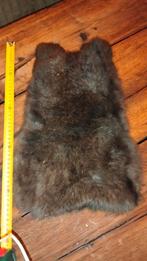 Leuk kleiner brocante konijnen vacht vachtje Bontje  donker, Ophalen of Verzenden