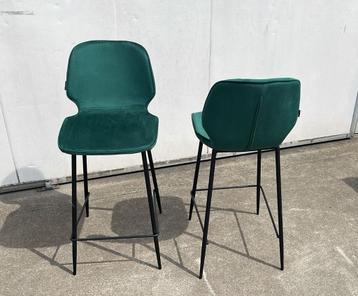 4 stuks Luxe velvet groene halfhoge barkrukken kookeiland beschikbaar voor biedingen