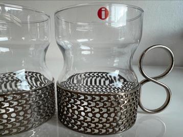 Vintage 2 Iittala Tsaikka Theeglas Houder Timo Sarpaneva 60s beschikbaar voor biedingen