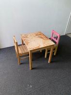 Houten Kindertafel met 2 stoelen, Kinderen en Baby's, Kinderkamer | Tafels en Stoelen, Ophalen, Gebruikt, Tafel(s) en Stoel(en)
