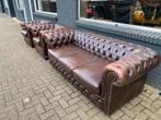 Chesterfield 3+1+1 zit bankstel bruin GRATIS BEZORGD, Huis en Inrichting, Banken | Voetenbanken en Poefen, Leer, Ophalen of Verzenden