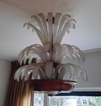 Vintage antiek kroonluchter met palmbladeren van glas, Huis en Inrichting, Lampen | Kroonluchters, Ophalen, Gebruikt, Glas