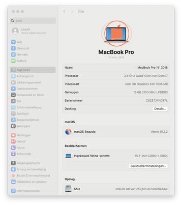 MacBook PRO 15' 2,6 GHz 16GB 250GB flash SSD beschikbaar voor biedingen