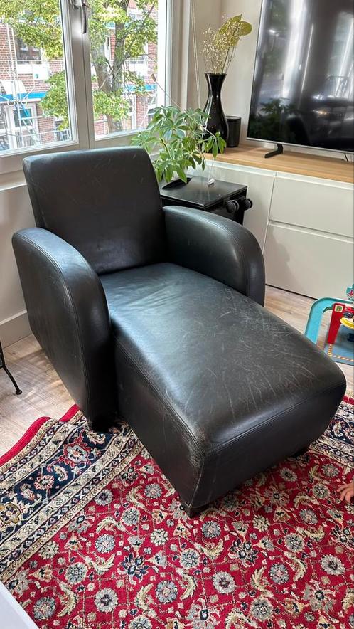Jan des Bouvrie Chaise Longue Zwart Leer met certificaat, Huis en Inrichting, Banken | Sofa's en Chaises Longues, Gebruikt, Eenpersoons
