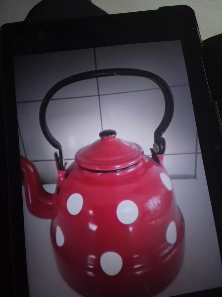 Emaille Ketel met Polka Dotten, Huis en Inrichting, Keuken | Keukenbenodigdheden, Gebruikt, Ophalen of Verzenden