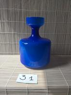 Blauwe Glazen Vaas - Opaline Italië, Antiek en Kunst, Ophalen of Verzenden