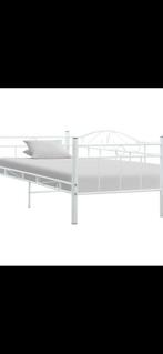 Metalen bedbank wit, Huis en Inrichting, Slaapkamer | Stapelbedden en Hoogslapers, Ophalen, 90 cm, Tweepersoons, Zo goed als nieuw
