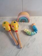 Houten speelgoed,  muziekdoos, rups, sambaballen, Kinderen en Baby's, Speelgoed | Houten speelgoed, Ophalen of Verzenden, Zo goed als nieuw
