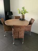 4 cognac leren stoelen, Ophalen, Gebruikt