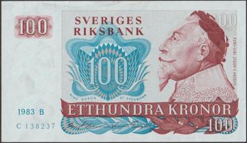 Zweden 100 kronor 1983 VF+ p.54c (# 607) beschikbaar voor biedingen