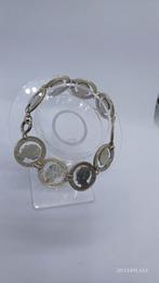 Zilveren Kwartjes Armband Wilhelmina 1941 Stil verzet, Gebruikt, Ophalen of Verzenden, Met bedels of kralen, Zilver
