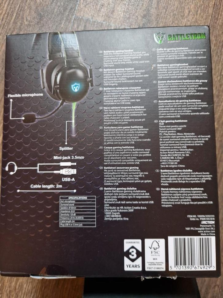 Battletron Gaming Headset - Als Nieuw!, Computers en Software, Headsets, Zo goed als nieuw, Over-ear, Bedraad, Gaming headset