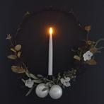 Kerst muur hanger kunsttakken mistletoe 40 cm + led kaars, Ophalen of Verzenden, Nieuw