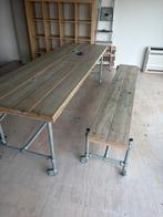 Steiger houte tafel met 2 banken, Ophalen of Verzenden, Zo goed als nieuw, Minder dan 2 meter