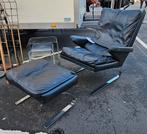 Vintage design COR Swing relax fauteuil, zwart leer, Antiek en Kunst, Ophalen