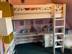 Hoogslaper whitewash met bureau, ruimtebesparend!, Ophalen, Hoogslaper, Eenpersoons, 210 cm