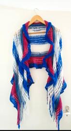 Fringed Knit Shawl Vintage Lande Diagonale Gebreide Sjaal, Ophalen of Verzenden, Zo goed als nieuw, Maat 46/48 (XL) of groter