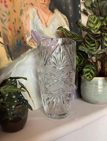 Vintage glazen vaas, 13x24cm. Kristal boho bohemian beschikbaar voor biedingen