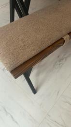 Mooie houten eetbank met bouclé stoffen zitkussen!, Huis en Inrichting, Stoelen, Ophalen, Gebruikt, Bruin, Metaal