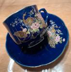 Kop en schotel blauw Eiho porselein Japan met pauw, Antiek en Kunst, Ophalen