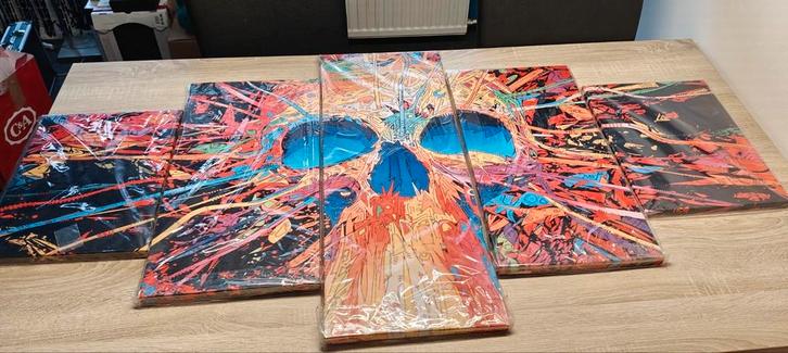 Vijfluiks schedel groot, Antiek en Kunst, Kunst | Overige Kunst, Ophalen