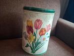 Vintage groot chipsblik jaren 70 bloemen, Verzamelen, Blikken, Ophalen of Verzenden, Gebruikt, Overige