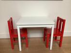 Ikea kinder tafeltje en 2 rode stoelen, Gebruikt, Ophalen of Verzenden, Tafel(s) en Stoel(en)