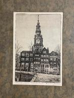 Zuiderkerk Amsterdam - ets van Marius Janssen, Antiek en Kunst, Ophalen of Verzenden