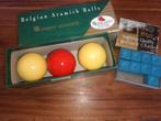 Biljartballen Aramith + keu krijt, Ophalen of Verzenden, Gebruikt, Keu of Ballen