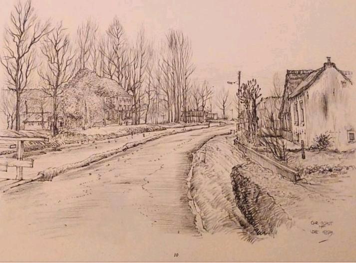 Lopik ... zicht op dorp voormalige gemeente Cabauw ...., Antiek en Kunst, Kunst | Tekeningen en Foto's, Ophalen of Verzenden